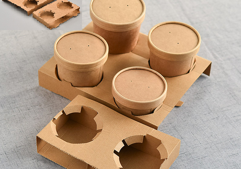 Disposable Kraft Paper Four Cup Holder